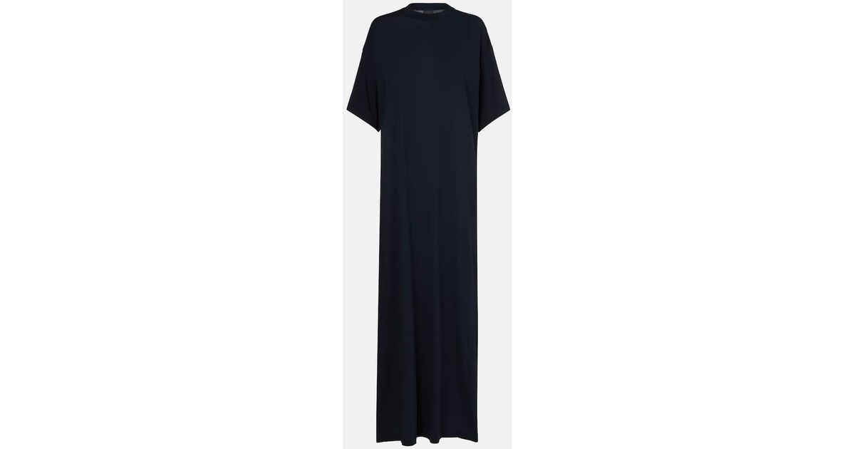Balenciaga Cocoon Cotton Jersey Maxi Dress in Blue | Lyst