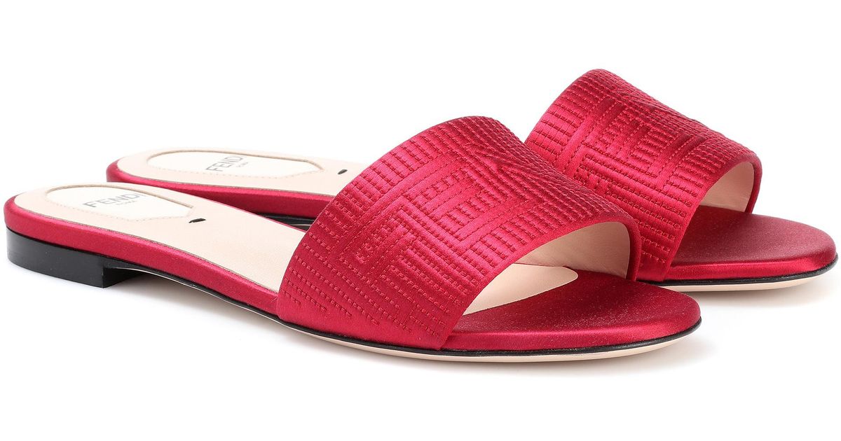 satin slide sandals