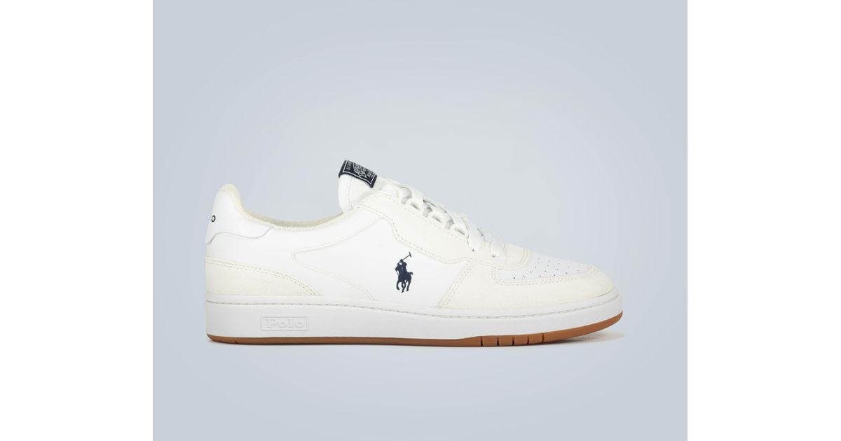 ralph lauren white leather sneakers
