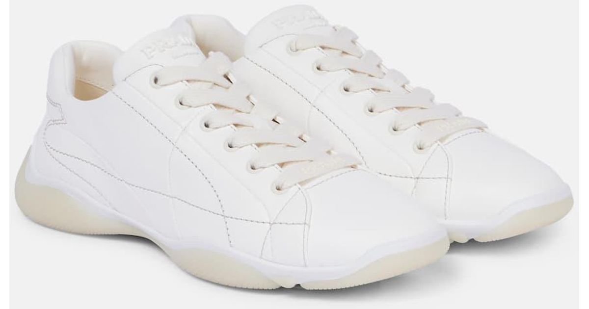 Prada Leather Sneakers in White | Lyst Prada Leather Sneakers in White | Lyst