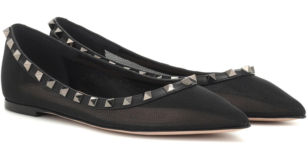 valentino rockstud ballerina flats black