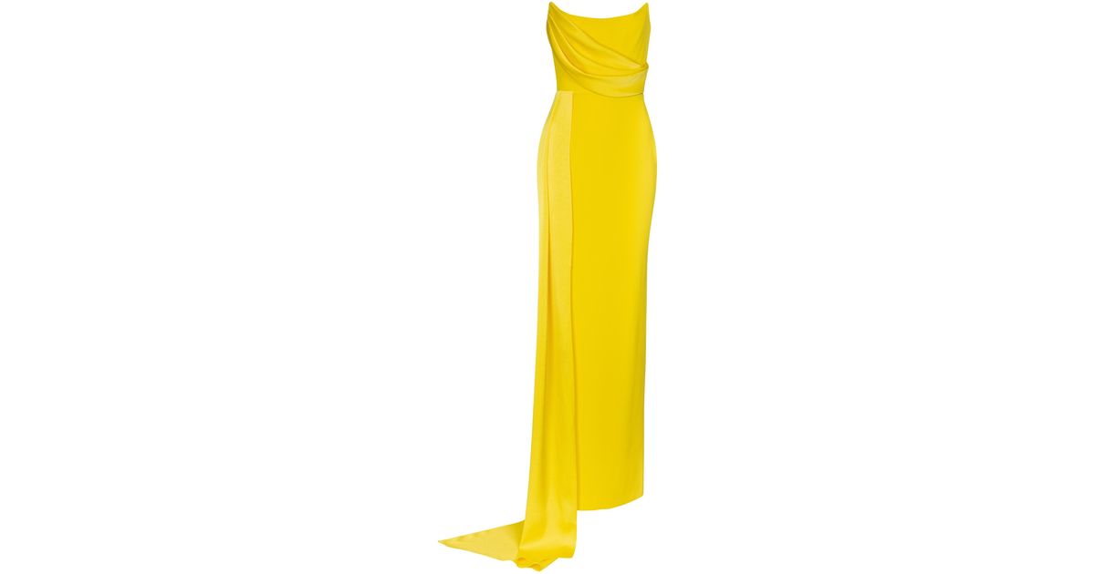 alex perry kirby strapless crepe column draped gown