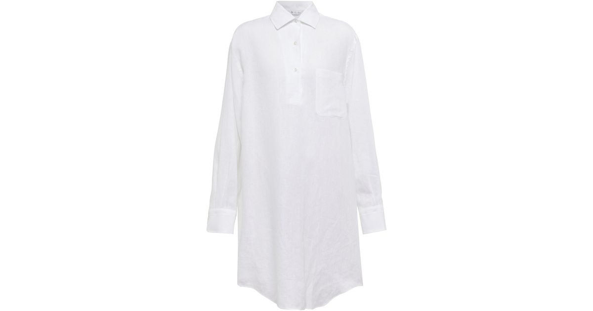 Loro Piana André Linen Shirt Dress in White | Lyst UK