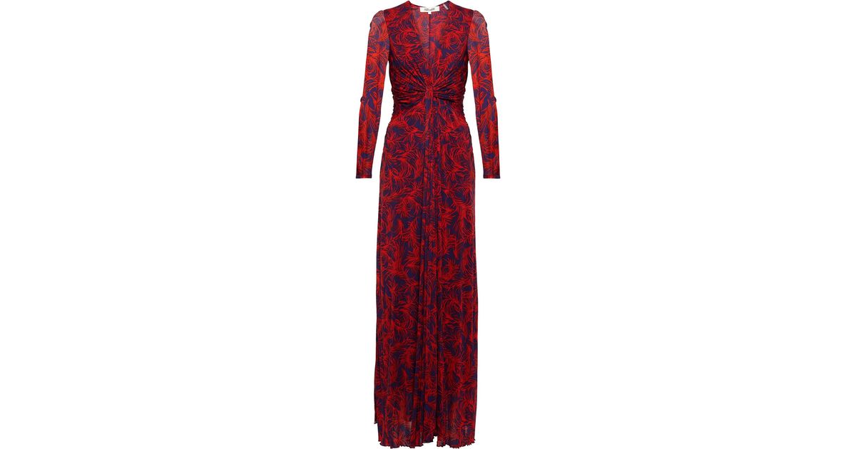 Diane von Furstenberg Adara Knot-detail Maxi Dress in Red | Lyst