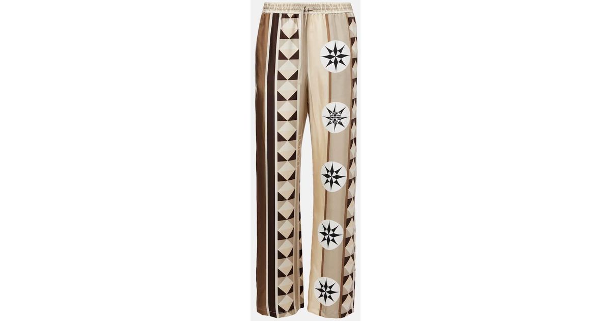 【LOEWE】 Paula's Ibiza silk satin wide-leg pants Paula's Ibiza silk satin wide-leg pants in beige - Loewe