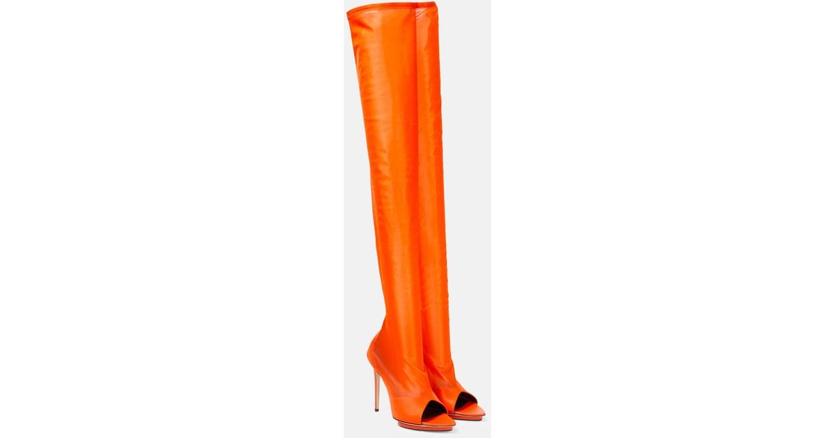 Victoria Beckham Leather-trimmed Over-the-knee Boots in Red | Lyst Canada