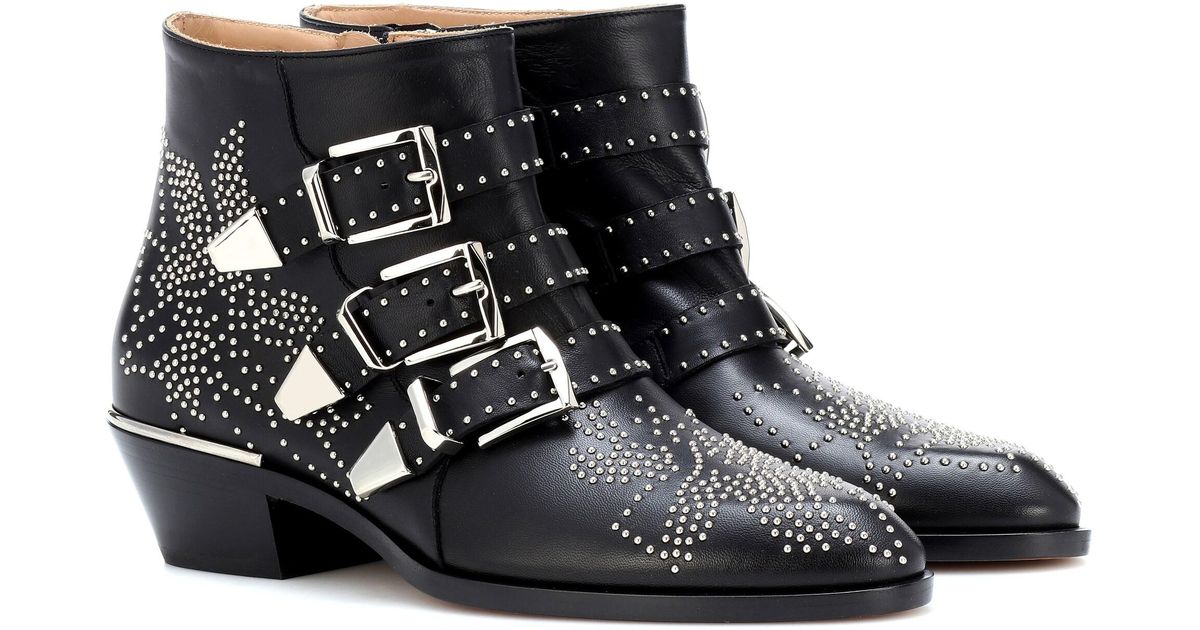 black silver studded booties