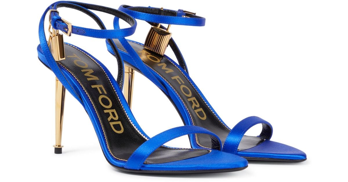 Tom Ford Padlock Satin Sandals in Blue | Lyst Canada