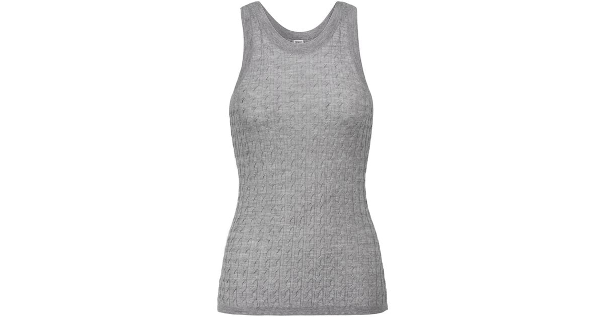 Totême Cable-knit Wool Tank Top in Grey