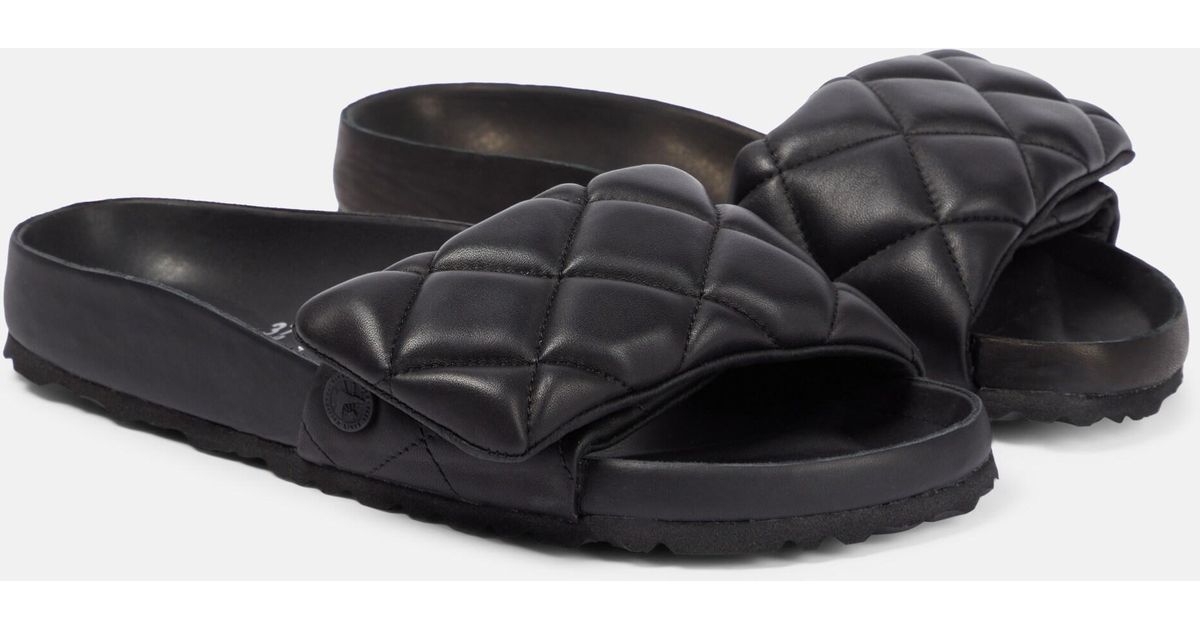 Birkenstock 1774 Sylt Quilted Leather Slides in Black Lyst