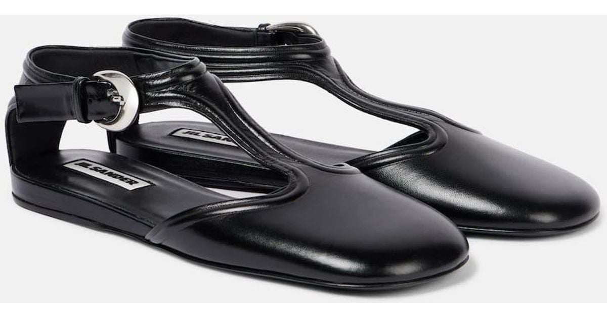フラットシューズ JIL SANDER  Leather Mary Jane flats JIL SANDER Leather Mary Jane ballet flats | NET-A-PORTER