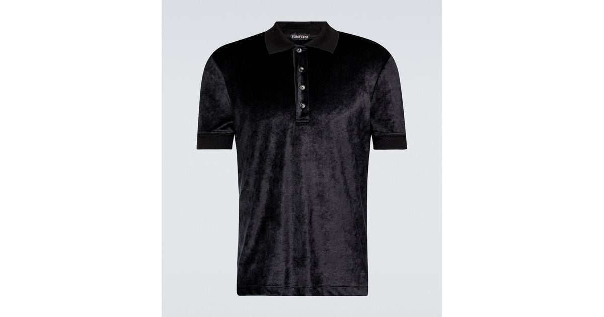 Tom Ford Fluid Velour Polo in Black for Men | Lyst