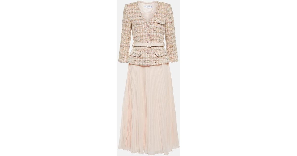 self portrait pink sequin boucle midi dress Pink Sequin Boucle Mini Dress self-portrait-US