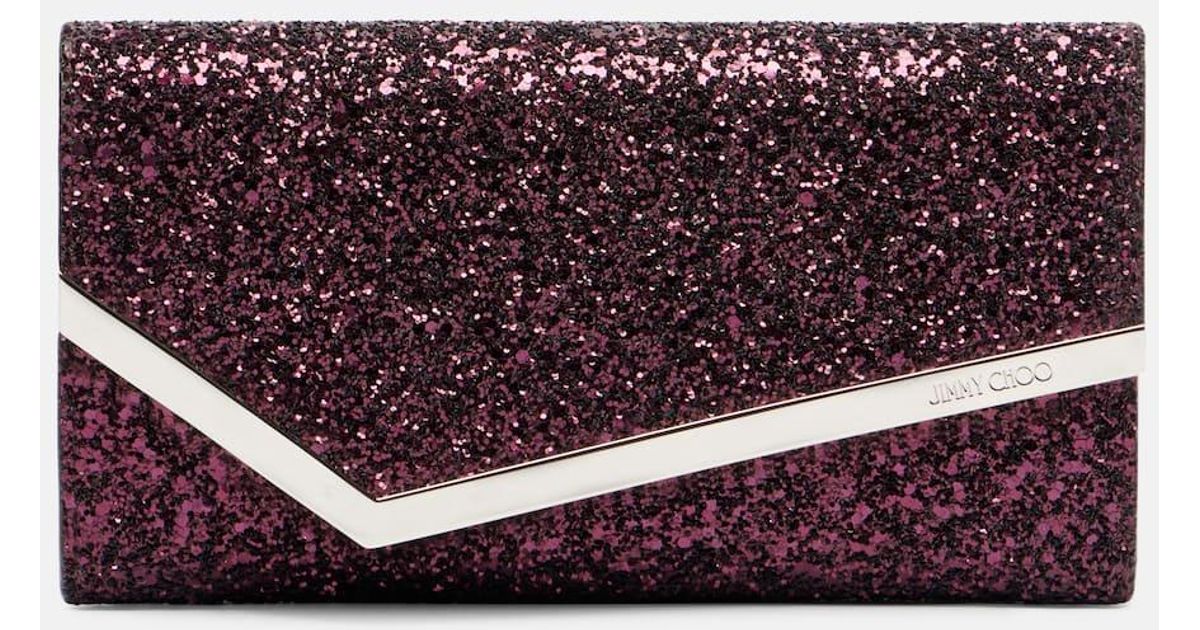 Jimmy Choo Emmie Glitter Clutch in Purple | Lyst UK