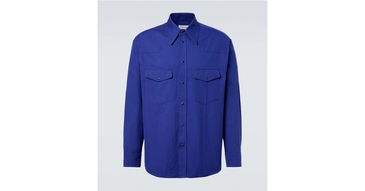 Lemaire Cotton Twill Western Shirt in Blue for Men | Lyst Canada