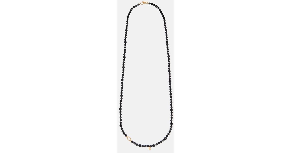 TOTEME Inifinity Beaded Necklace With Onyx in White | Lyst