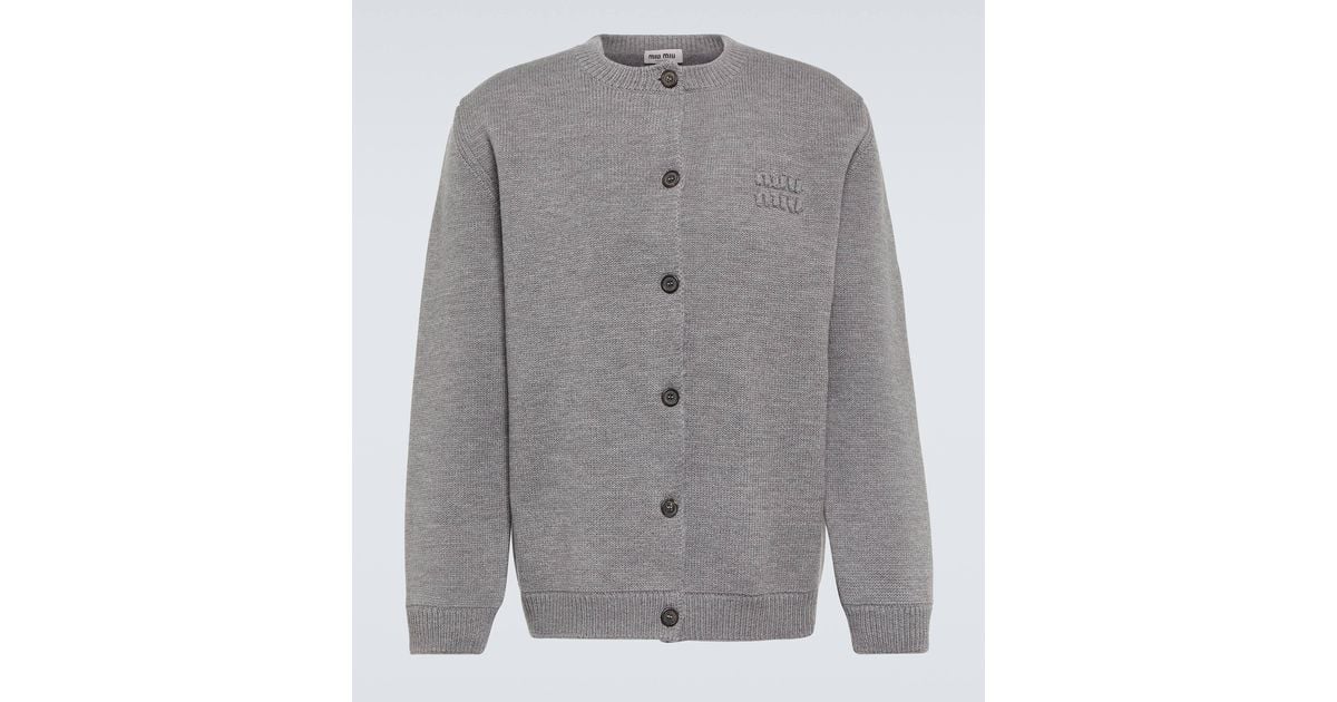 Miu Miu Oversized Wool-blend Cardigan in Grey for Men | Lyst UK
