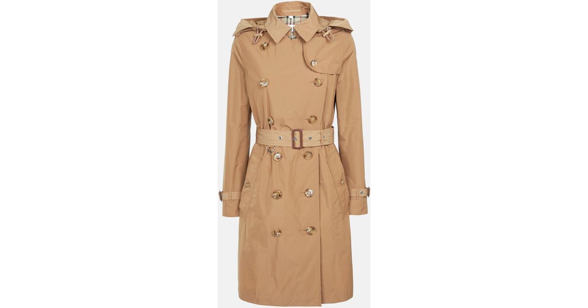 Burberry Kensington Hooded Trench Coat in Natural | Lyst UK