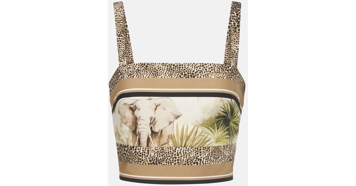 スカーフ Elie Saab Printed Cotton Crop Top FOULARD38 PRINTED COTTON Elie Saab Printed Cotton Cropped Top in Metallic | Lyst