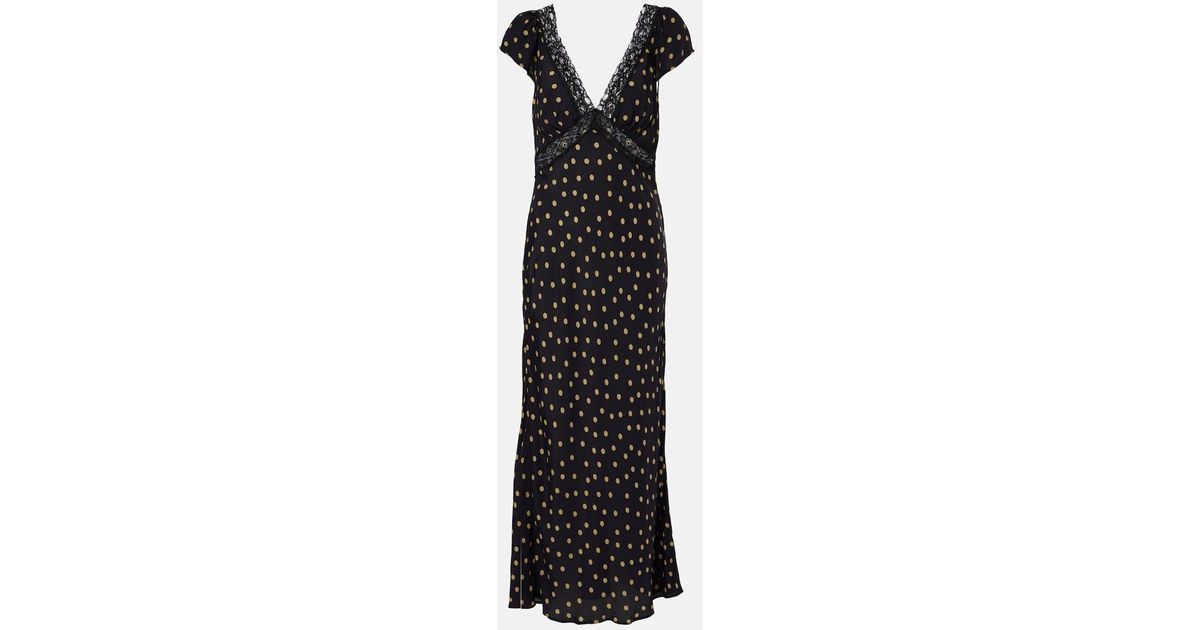 RIXO London Iggy Polka-Dot Midi Dress in Black | Lyst Australia