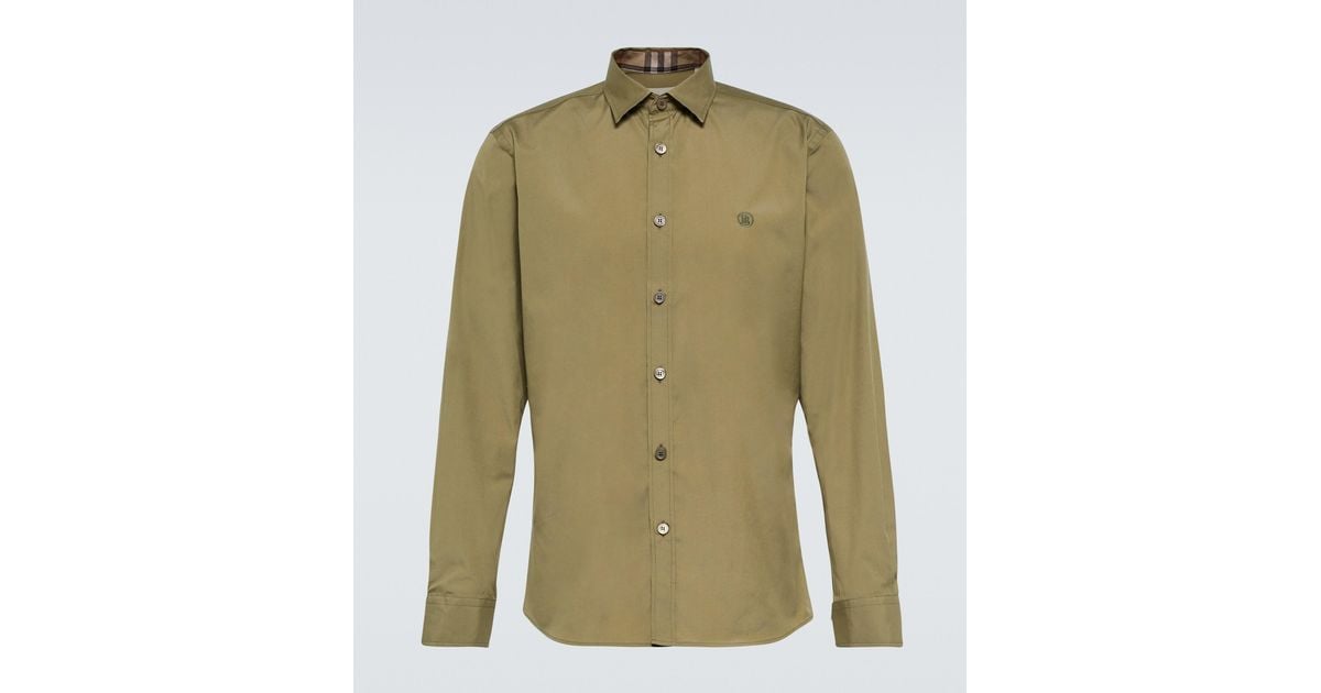 Burberry Cotton-blend Shirt in Green for Men | Lyst