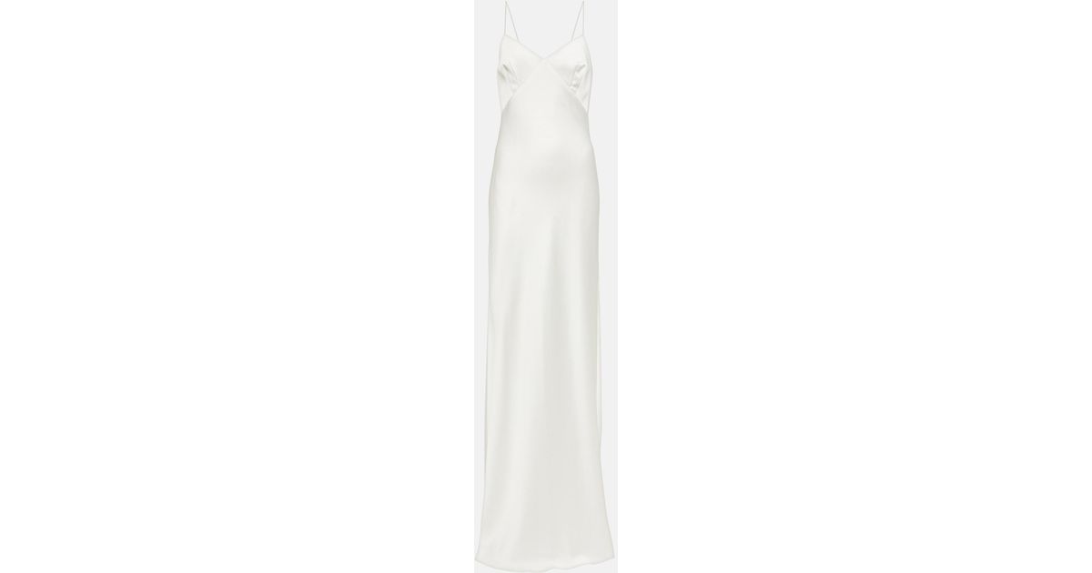 Max Mara Bridal Selce Satin Slip Dress in White | Lyst
