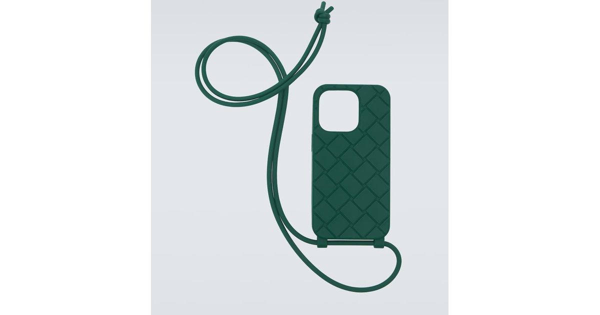 Bottega Veneta Iphone 14 Pro Phone Case With Strap in Green for