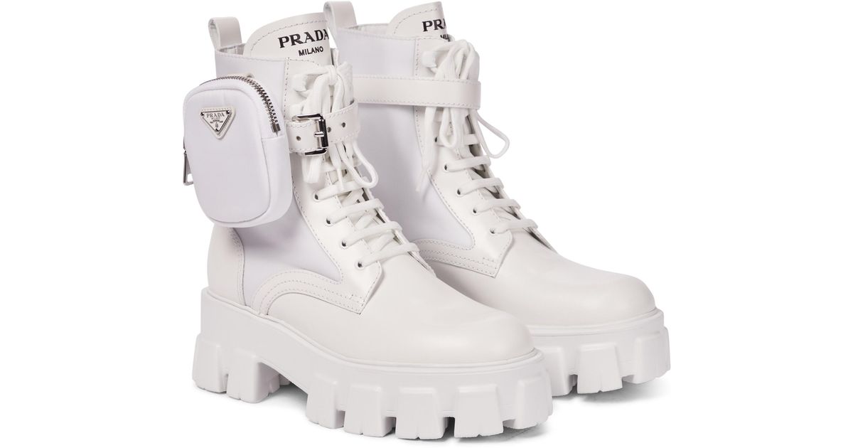 Botines Monolith de piel Prada de Cuero de color Blanco | Lyst