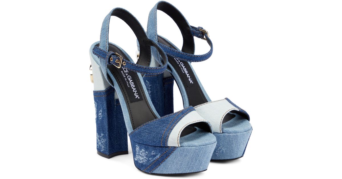 denim platform sandals