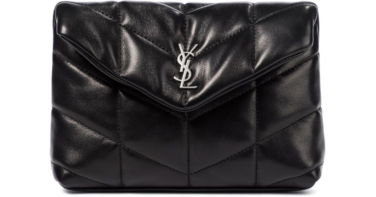 Black Womens Bags Clutches and evening bags Saint Laurent Leather Puffy Pouch in Nero 