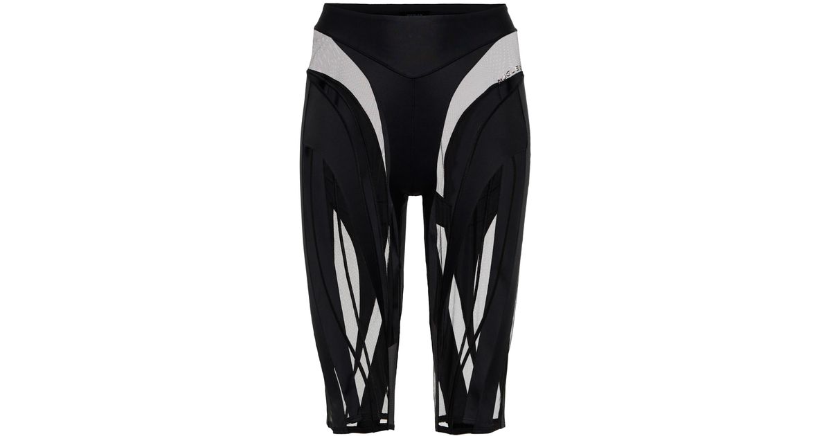 Mugler Synthetic Mesh-paneled Biker Shorts in Black - Lyst