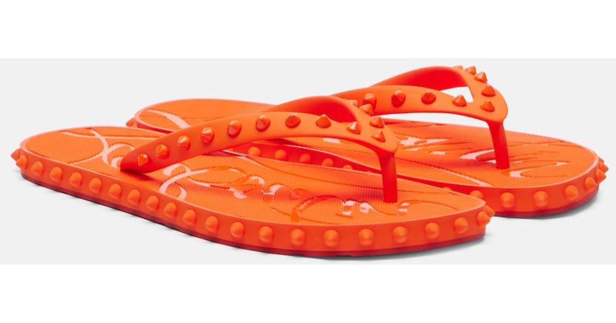 【Christian Louboutin】 Super Loubi printed thong sandals Super Loubi printed thong sandals in black - Christian