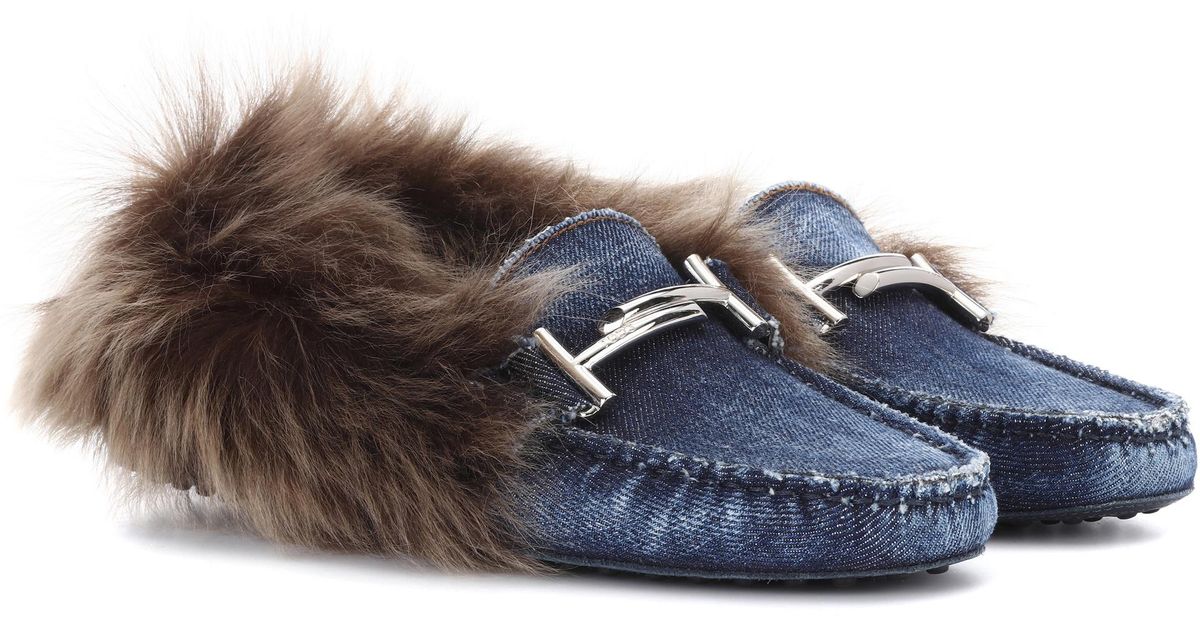 tod's gommino denim loafers