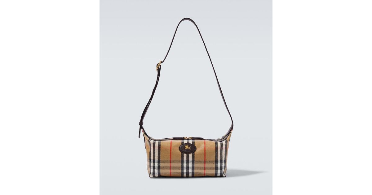 Burberry Check Canvas Shoulder Bag in White for Men | Lyst