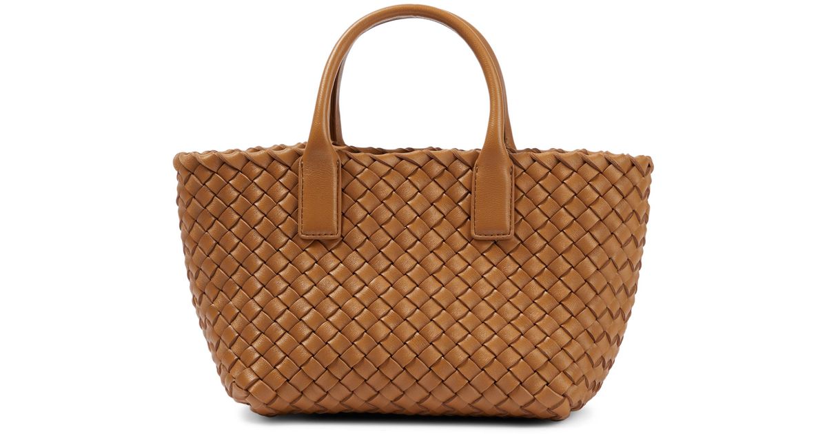 Bottega Mini Cabat Small Leather Tote in Caramel 20Gold (Brown) Lyst