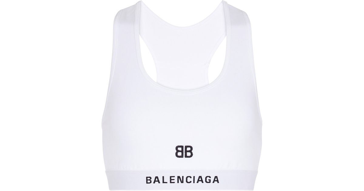 Balenciaga Cotton Jersey Sports Bra in White - Lyst