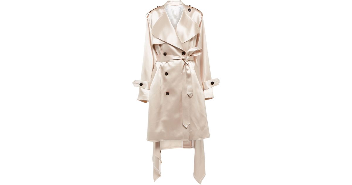 Peter Do Silk Satin Trench Coat in Beige (Natural) | Lyst