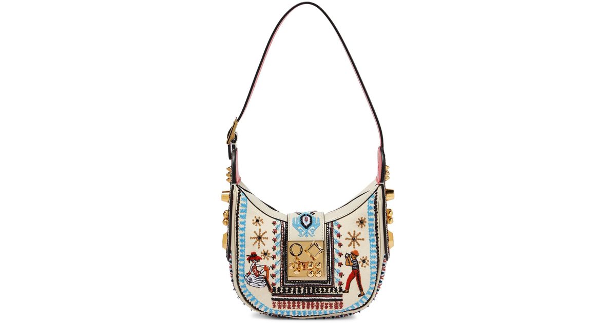 Christian Louboutin Leather Carasky Mini Embroidered Shoulder Bag in ...