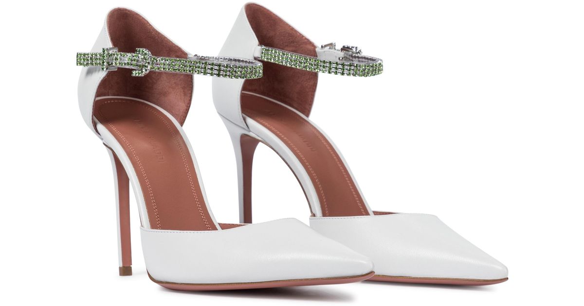 amina muaddi white pump