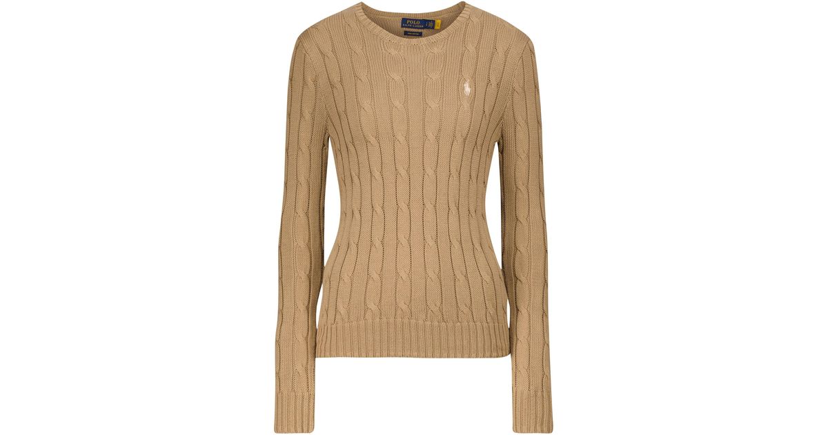 Polo Ralph Lauren Cable-knit Cotton Sweater in Brown | Lyst