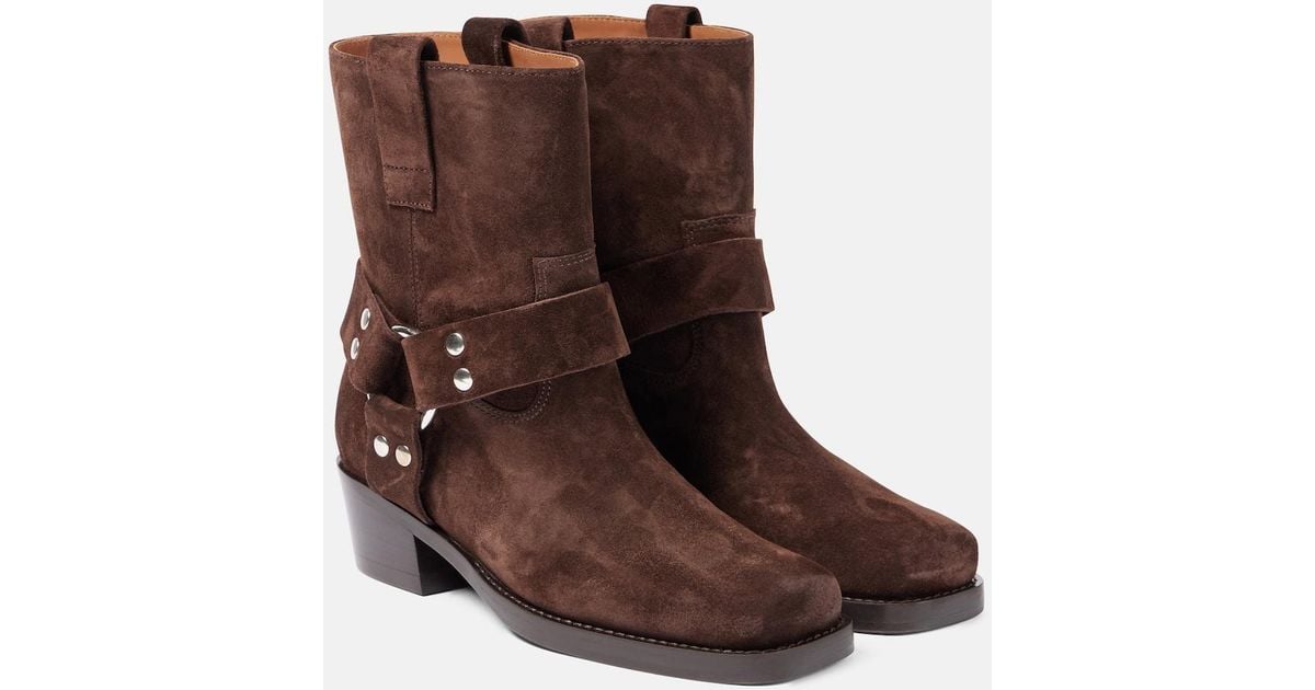 Paris Texas Roxy 45 Suede Biker Boots in Brown Lyst UK
