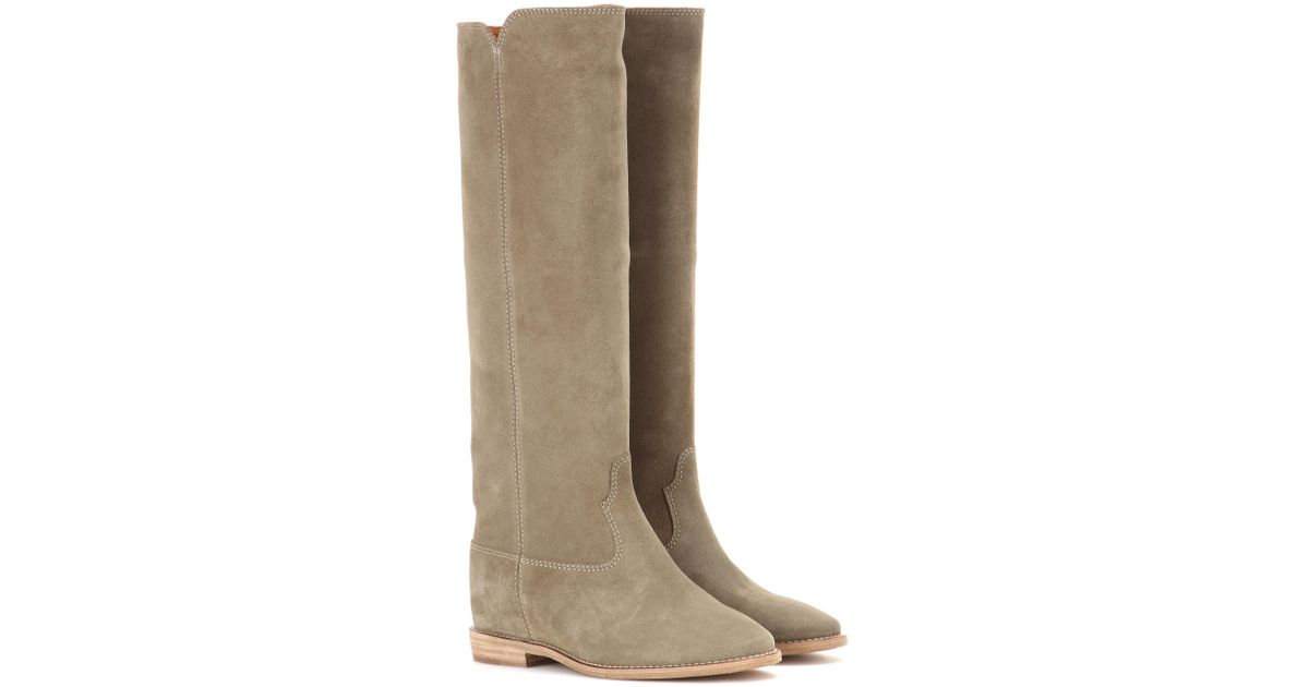 Isabel Marant Cleave Concealed Wedge Suede Boots in Beige (Natural) - Lyst