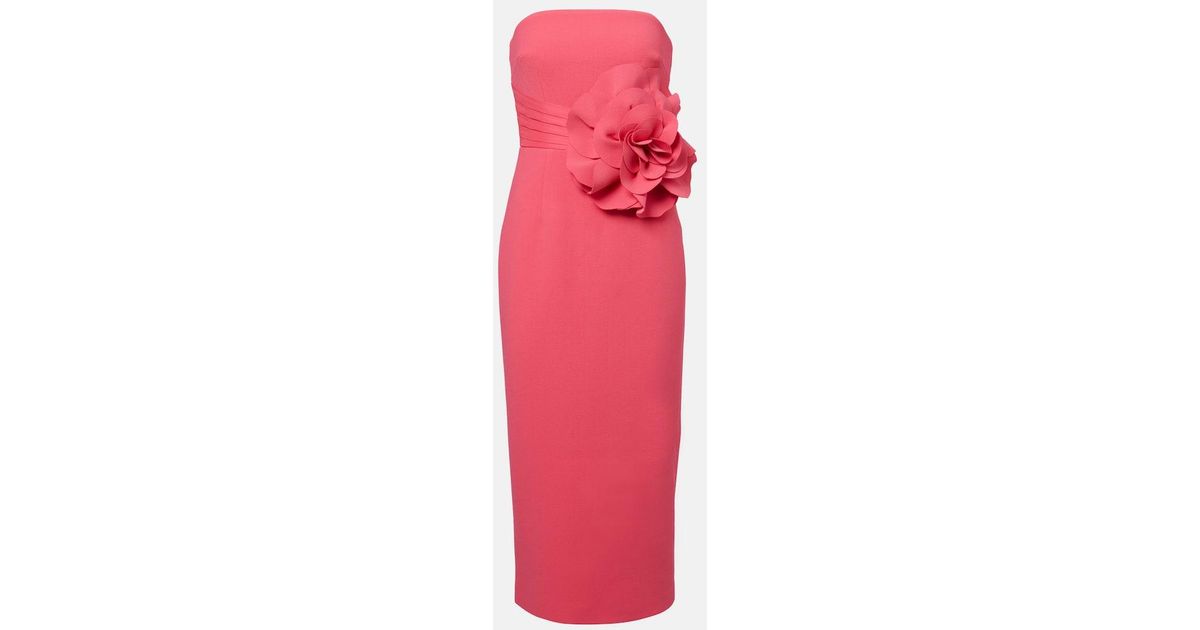 Crochet Midi Dress With Rose Apliques