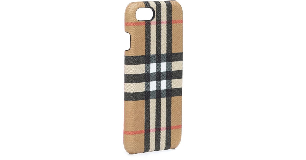 Burberry Checked Leather Iphone 8 Case in Beige (Natural) | Lyst
