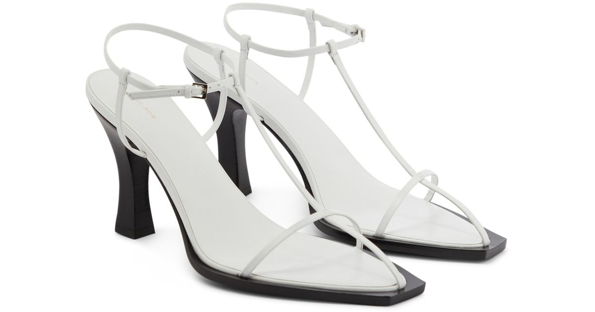 The Row Tbar Leather Sandals in White Lyst