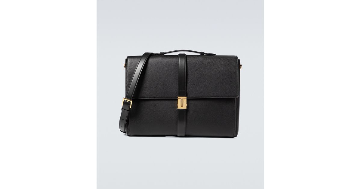 Tom Ford Grained Leather T Clasp Briefcase in Black for Men Lyst