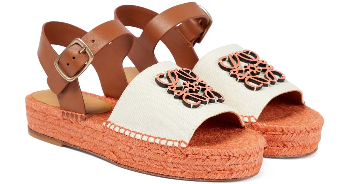 Loewe Paula's Ibiza Anagram Espadrille Sandals in Brown | Lyst