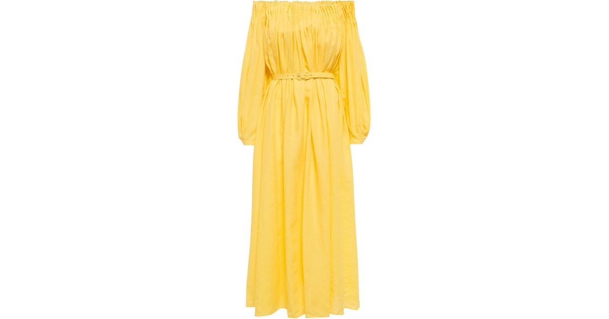Gabriela Hearst Martha Off-shoulder Linen Maxi Dress in Yellow | Lyst UK