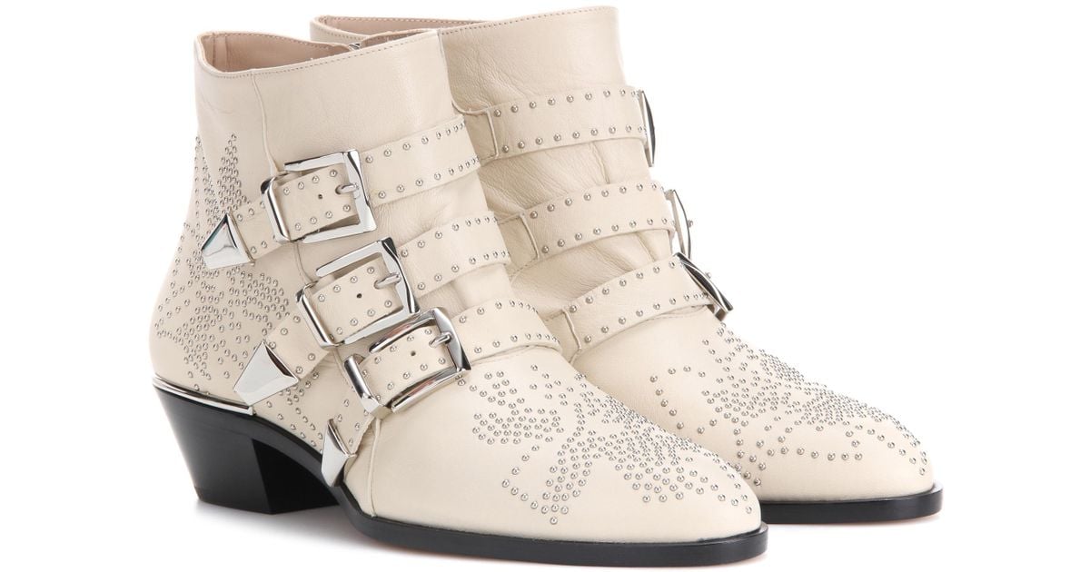 Susanna Leather Ankle Boots in White 