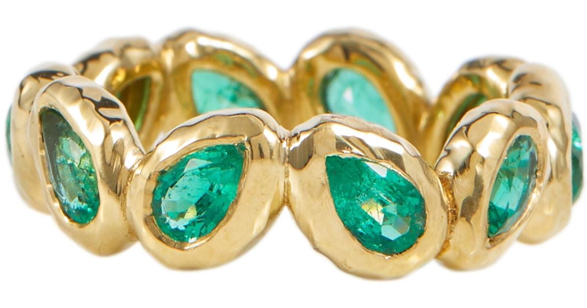 Octavia Elizabeth Nesting Gem 18kt Gold Eternity Ring With Emeralds | Lyst